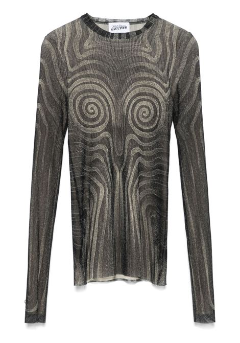 top l/s printed spiral donna nero JEAN PAUL GAULTIER | 25/34-F-TO270-T587000203
